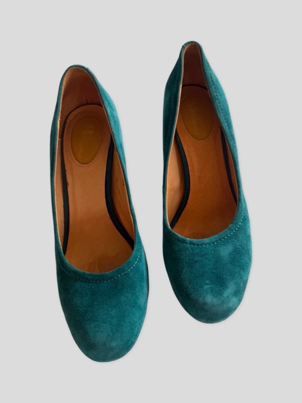 Women's Teal Suede Heels - Classic Rounded Toe